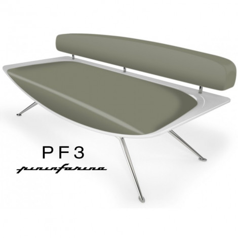 Banquette ultra design pour hall d'accueil PF3 de Pininfarina, assise et dossier garnis, habillage cuir, piétement chromé|Banquettes / Bancs / Poufs|100chaises Banquette ultra design pour hall d'accueil PF3 de Pininfarina, assise et dossier garnis, habillage cuir, piétement chromé|Banquettes / Bancs / Poufs|100chaises