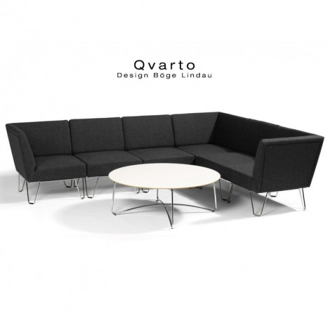 Banquette modulable ou canapé QVARTO ensemble 6 modules, assise et dossier garnis, piétement chromé|Banquettes / Bancs / Poufs|100chaises Banquette modulable ou canapé QVARTO ensemble 6 modules, assise et dossier garnis, piétement chromé|Banquettes / Bancs / Poufs|100chaises