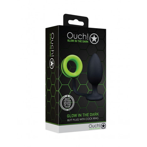 Plug avec cockring phosphorescent - Ouch|Cockring|NatureCoquine