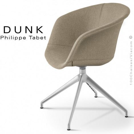 Fauteuil confort de bureau DUNK, assise pivotante coque couleur avec coussin, piétement étoilé aluminium peint noir ou brillant.|Fauteuil / Chauffeuse|100chaises