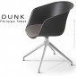 Fauteuil de bureau DUNK, assise pivotante coque couleur avec coussin, piétement étoilé aluminium peint noir ou brillant.|Fauteuil / Chauffeuse|100chaises