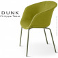 Fauteuil confort design DUNK, pour CHR, bureau, assise coque plastique habillage tissu couleur, piétement peint ou chromé.|Fauteuil / Chauffeuse|100chaises