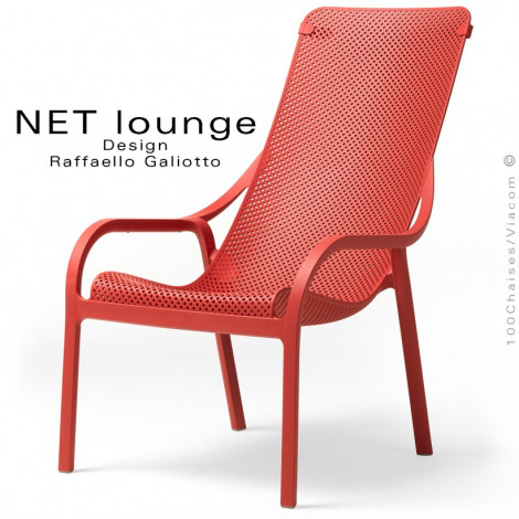 Bergère ou fauteuil lounge design NET pour extérieur, piscine, bord de mer, structure plastique assise micro-perforé couleur.|Fauteuil / Chauffeuse|100chaises