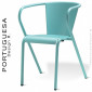 Fauteuil d'extérieur PORTUGUESA, structure en tube d'acier avec accoudoirs, assise tôle plat d'acier peint - Lot de 3 pièces.|Fauteuil / Chauffeuse|100chaises