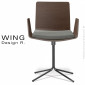 Fauteuil design WING, piétement colonne centrale peint ou chromé, assise pivotante placage hêtre vernis ou Zébrano avec coussin.|Fauteuil / Chauffeuse|100chaises