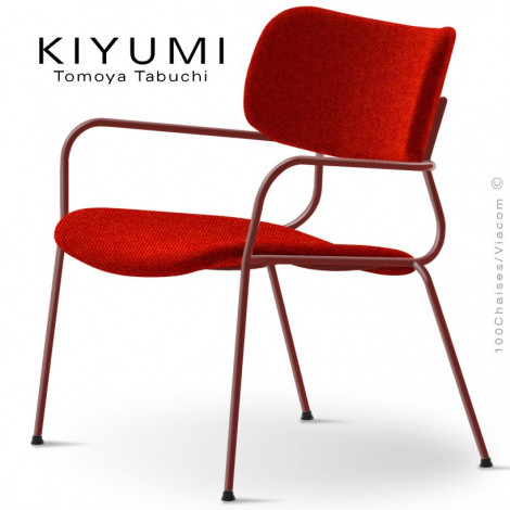 Fauteuil lougne KIYUMI-FABRIC-LO, 4 pieds structure acier, assise et dossier habillage tissus. Lot de 4 pièces.|Fauteuil / Chauffeuse|100chaises