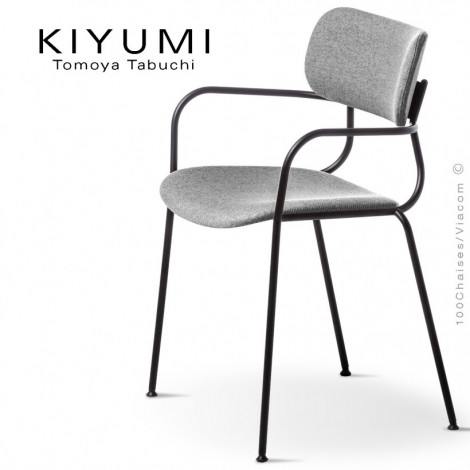 Fauteuil KIYUMI-FABRIC-AR, 4 pieds structure acier, assise et dossier habillage tissus. Lot de 4 pièces.|Fauteuil / Chauffeuse|100chaises