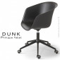 Fauteuil de bureau DUNK, piétement aluminium avec roulettes, assise pivotante coque plastique couleur avec accoudoirs.|Fauteuil / Chauffeuse|100chaises