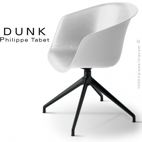 Fauteuil de bureau DUNK, assise coque plastique couleur pivotante, piétement étoile aluminium peint ou chromé.|Fauteuil / Chauffeuse|100chaises