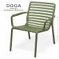 Fauteuil lounge design DOGA relax, structure et assise plastique monobloc couleur avec accoudoirs et coussin - Lot de 4 pièces.|Fauteuil / Chauffeuse|100chaises