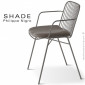 Fauteuil design d'extérieur SHADE, structure 4 pieds, accoudoirs, assise et dossier rond d'acier finition peinture avec coussin.|Fauteuil / Chauffeuse|100chaises