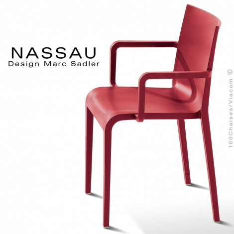 Fauteuil design NASSAU, pour CHR, snack, terrasse et jardin, structure plastique, 4 pieds monobloc couleur - Lot de 4 pièces.|Fauteuil / Chauffeuse|100chaises
