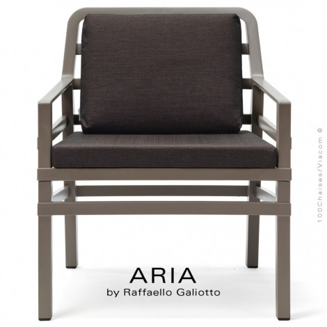 Fauteuil lounge design ARIA, structure plastique, avec coussin d'assise et dossier, tissu hydrofuge pour extérieur.|Fauteuil / Chauffeuse|100chaises