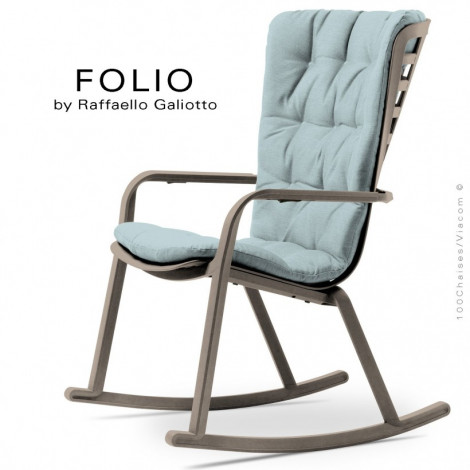 Fauteuil à bascule, rocking chair design FOLIO, plastique couleur, dossier inclinable, coussin tissu hydrofuge pour extérieur.|Fauteuil / Chauffeuse|100chaises Fauteuil à bascule, rocking chair design FOLIO, plastique couleur, dossier inclinable, coussin tissu hydrofuge pour extérieur.|Fauteuil / Chauffeuse|100chaises
