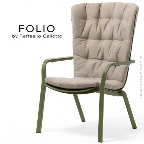 Fauteuil bergère design FOLIO, structure et assise plastique, dossier inclinable avec coussin tissu hydrofuge pour extérieur.|Fauteuil / Chauffeuse|100chaises Fauteuil bergère design FOLIO, structure et assise plastique, dossier inclinable avec coussin tissu hydrofuge pour extérieur.|Fauteuil / Chauffeuse|100chaises
