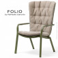 Fauteuil bergère design FOLIO, structure et assise plastique, dossier inclinable avec coussin tissu hydrofuge pour extérieur.|Fauteuil / Chauffeuse|100chaises Fauteuil bergère design FOLIO, structure et assise plastique, dossier inclinable avec coussin tissu hydrofuge pour extérieur.|Fauteuil / Chauffeuse|100chaises