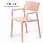 Fauteuil design TRILL, structure 4 pieds avec accoudoirs, assise plastique couleur - Lot de 6 pièces.|Fauteuil / Chauffeuse|100chaises