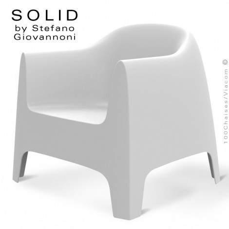 Fauteuil lounge design SOLID, structure 4 pieds avec accoudoirs, assise plastique couleur avec coussin - Lot de 4 pièces.|Fauteuil / Chauffeuse|100chaises