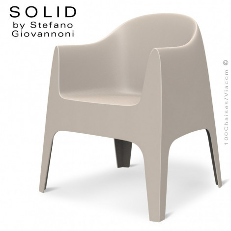 Fauteuil design SOLID, structure 4 pieds avec accoudoirs, assise plastique couleur avec coussin - Lot de 4 pièces.|Fauteuil / Chauffeuse|100chaises
