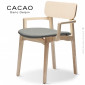 Fauteuil bois design CACAO, structure 4 pieds bois de Frêne avec accoudoirs, vernis naturel ou teinté, assise habillage tissu.|Fauteuil / Chauffeuse|100chaises