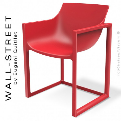 Fauteuil design WALL-STREET, pour extérieur, structure et assise coque plastique couleur avec accoudoirs - Lot de 2 pièces.|Fauteuil / Chauffeuse|100chaises Fauteuil design WALL-STREET, pour extérieur, structure et assise coque plastique couleur avec accoudoirs - Lot de 2 pièces.|Fauteuil / Chauffeuse|100chaises
