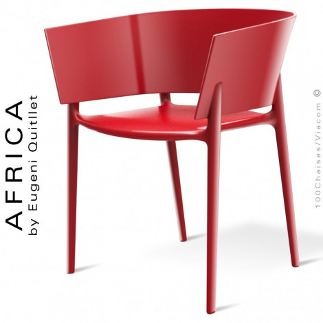 Fauteuil laqué d'extérieur ou terrasse AFRICA, structure et assise coque plastique brillante - Lot de 4 pièces.|Fauteuil / Chauffeuse|100chaises