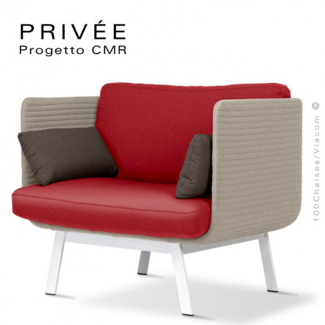Fauteuil lounge PRIVÉE, assise et dossier garnis, habillage tissu, structure acier peint.|Fauteuil / Chauffeuse|100chaises Fauteuil lounge PRIVÉE, assise et dossier garnis, habillage tissu, structure acier peint.|Fauteuil / Chauffeuse|100chaises