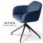 Fauteuil de bureau design MYRA, assise et dossier garnis de mousse, habillage tissu couleur, piétement 4 branches aluminium.|Fauteuil / Chauffeuse|100chaises