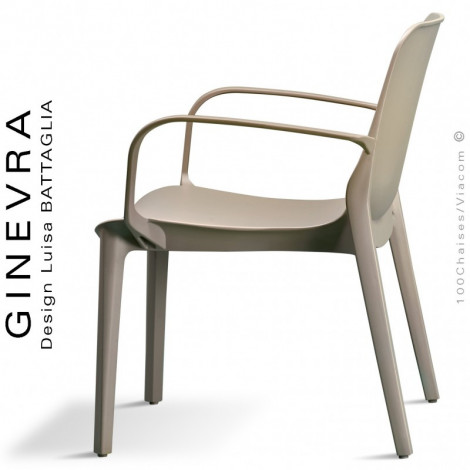 Fauteuil lounge GINEVRA, structure plastique couleur avec accoudoirs, empilable pour terrasse et extérieur.|Fauteuil / Chauffeuse|100chaises