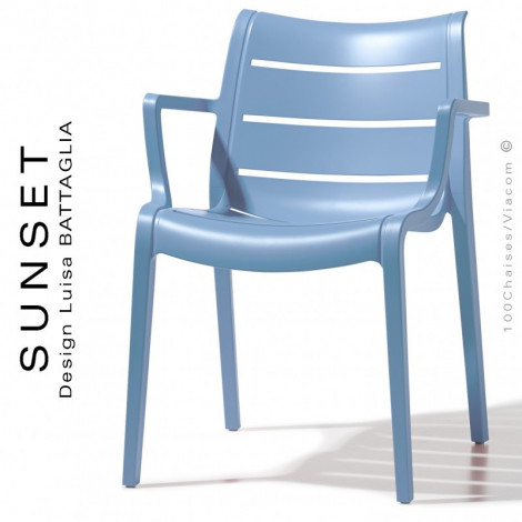 Fauteuil confort design SUNSET, structure plastique couleur avec accoudoirs, empilable pour terrasse.|Fauteuil / Chauffeuse|100chaises