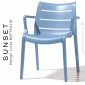Fauteuil confort design SUNSET, structure plastique couleur avec accoudoirs, empilable pour terrasse.|Fauteuil / Chauffeuse|100chaises