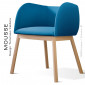 Fauteuil confort design MOUSSE, piétement bois de hêtre vernis, assise et dossier garnis, habillage tissu tissé.|Fauteuil / Chauffeuse|100chaises