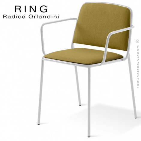 Fauteuil confort CHR design RING, assise et dossier garnis mousse, habillage tissu tissé avec accoudoirs, piétement acier peint.|Fauteuil / Chauffeuse|100chaises