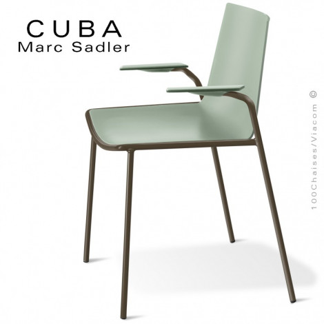 Fauteuil design CUBA, assise coque plastique couleur, structure acier peint ou chromé brillant.|Fauteuil / Chauffeuse|100chaises