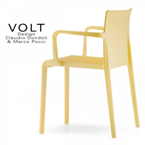 Fauteuil plastique pour terrasse et restaurant VOLT, structure monobloc plastique en polypropylène de couleur - Lot de 4 pièces.|Fauteuil / Chauffeuse|100chaises