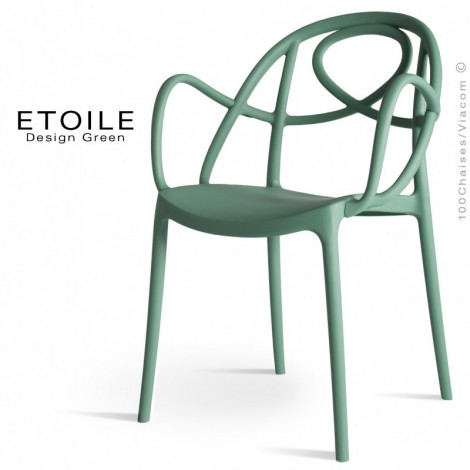 Fauteuil design ETOILE, idéale pour les terrasses et jardins, structure plastique couleur avec accoudoirs - Lot de 4 pièces.|Fauteuil / Chauffeuse|100chaises