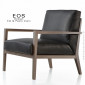 Fauteuil salon, bar lounge hôtellerie EOS, structure bois vernis, assise et dossier garnis, habillage cuir - Lot de 2 pièces.|Fauteuil / Chauffeuse|100chaises