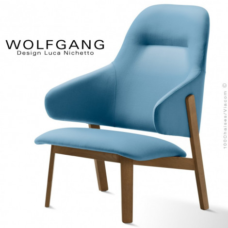 Fauteuil lounge assise basse WOLFGANG piètement chêne, assise et dossier garnis, habillage tissu|Fauteuil / Chauffeuse|100chaises Fauteuil lounge assise basse WOLFGANG piètement chêne, assise et dossier garnis, habillage tissu|Fauteuil / Chauffeuse|100chaises