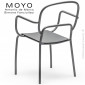 Fauteuil en tube d'acier design MOYO, pour extérieur et terrasse, bord de mer, plagiste, structure peint avec accoudoirs.|Fauteuil / Chauffeuse|100chaises