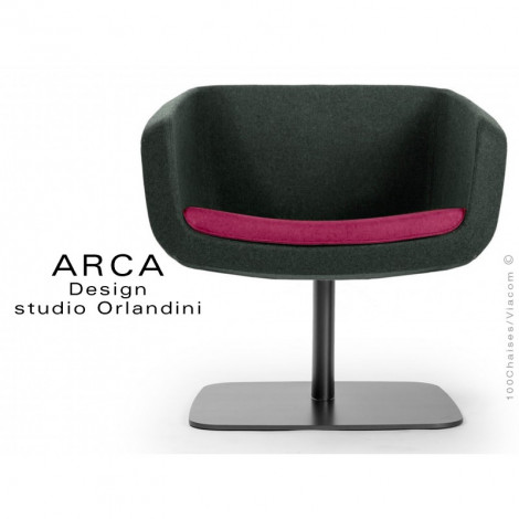 Fauteuil lounge pour salle d'attente ARCA, piétement colonne centrale, assise garnie de mousse, habillage feutre 100% laine.|Fauteuil / Chauffeuse|100chaises