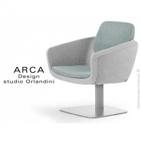 Fauteuil pour salon d'attente lounge ARCA piétement colonne central acier gris, habillage 100% laine|Fauteuil / Chauffeuse|100chaises Fauteuil pour salon d'attente lounge ARCA piétement colonne central acier gris, habillage 100% laine|Fauteuil / Chauffeuse|100chaises