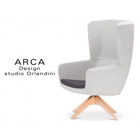 Fauteuil pour espace d'accueil lounge ARCA, assise et dossier garnis, habillage 100% laine, piétement bois|Fauteuil / Chauffeuse|100chaises Fauteuil pour espace d'accueil lounge ARCA, assise et dossier garnis, habillage 100% laine, piétement bois|Fauteuil / Chauffeuse|100chaises