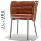 Fauteuil confort pour terrasse extérieur design JUJUBE, structure acier peint, assise et dossier coussins, tissu hydrofuge.|Fauteuil / Chauffeuse|100chaises