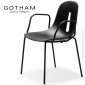 Fauteuil design GOTHAM-P, piétement 4 pieds, acier peint ou chromé, assise coque plastique couleur - Lot de 2 pièces.|Fauteuil / Chauffeuse|100chaises