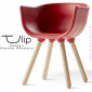 Fauteuil chic et tendance design TULIPE-SMALL coque plastique souple effet "Peached", piétement bois massif de Frêne vernis.|Fauteuil / Chauffeuse|100chaises