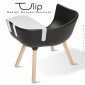 Fauteuil chic et tendance design TULIPE-LARGE coque plastique souple effet "Peached", piétement bois massif de Frêne vernis.|Fauteuil / Chauffeuse|100chaises
