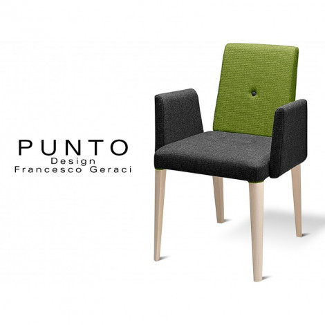 Fauteuil confort PUNTO, structure bois massif, assise et dossier garnis de mousse, habillage tissu tissé.|Fauteuil / Chauffeuse|100chaises