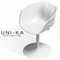 Fauteuil salle de réunion UNI-KA, assise plastique effet matelassé couleur, piétement colonne centrale tulipe peint ou chromé.|Fauteuil / Chauffeuse|100chaises