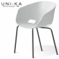 Fauteuil chic et tendance UNI-KA, assise coque effet matelassé couleur, piétement acier peint ou chromé - Lot de 4 pièces.|Fauteuil / Chauffeuse|100chaises