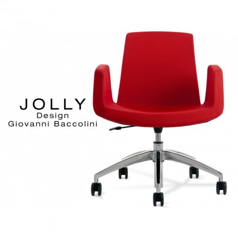 Fauteuil pour salle de réunion confortable JOLLY piétement roulette, assise et dossier garnis, habillage tissu|Fauteuil / Chauffeuse|100chaises Fauteuil pour salle de réunion confortable JOLLY piétement roulette, assise et dossier garnis, habillage tissu|Fauteuil / Chauffeuse|100chaises